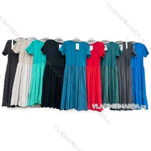 Šaty dlhé letné skládané krátky rukáv dámske (S/M/L ONE SIZE) TALIANSKA MÓDA 	 IMD251763