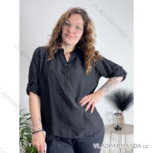 Tunika  3/4 košilová dlouhý rukáv dámská nadrozměr (46/48/50 ONE SIZE) ITALSKá MODA IM7246236