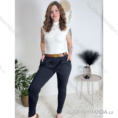 Nohavice elegantné s opaskom dámske (S/M/L ONE SIZE) TALIANSKA MÓDA IMBM25015