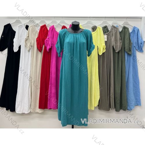 Šaty voľnočasové letné krátky rukáv dámske nadrozmer (50/52/54 ONE SIZE) TALIANSKA MÓDA IM425455