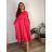 Šaty krátky rukáv dámske nadrozmer JULIE (48/50/52 ONE SIZE) TALIANSKA MÓDA IMSM25JULIE/DU -   tmavo ružová -