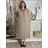 Šaty dlhé elegantné letné bez rukávov dámske nadrozměr BLANCA (52/54/56 ONE SIZE) TALIANSKA MÓDA IMC25293/DU smetanová béžová 52/54/56