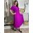 Šaty dlhé letné skládané krátky rukáv dámske ZUZA (S/M/L ONE SIZE) TALIANSKA MÓDA 	 IMD251761/DUR S/M/L fialová