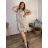 Šaty ľanové krátky rukáv dámske nadrozmer (42/44/46 ONE SIZE) TALIANSKA MODA IM7250002/DU - zelená khaki - 44/46