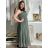Šaty dlhé letné na ramienka dámske (S/M/L ONE SIZE) TALIANSKA MÓDA IMWGS251531/DR -   zelená khaki -   S/M/L