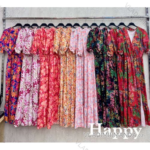 Šaty dlhé letné kvetované krátky rukáv dámske (XS/S/M ONE SIZE) TALIANSKA MÓDA IMWHP25MILAN