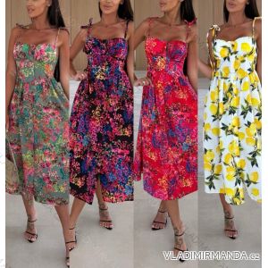 Šaty letné kvetované a citrónky lemon na ramienka dámske (XS/S/M ONE SIZE) TALIANSKA MÓDA IMWHP25VERONA
