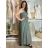 Šaty dlhé letné na ramienka dámske (S/M/L ONE SIZE) TALIANSKA MÓDA IMWGS251531/DR -   zelená khaki -   S/M/L