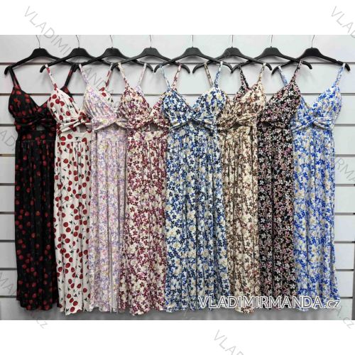 Šaty letné dlhé kvetované na ramienka dámske (XS/S/M ONE SIZE) TALIANSKA MÓDA IMWDK252034