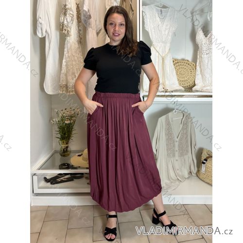 Sukňa dlhá s vreckami dámska MILAGO (M/L/XL ONE SIZE) TALIANSKA MÓDA IM425244/DUR M/L/XL vínová