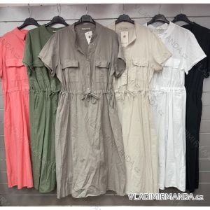Šaty košeľové sťahovací krátky rukáv dámske (S/M/L ONE SIZE) TALIANSKA MÓDA IMWGS251960