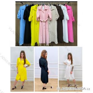Šaty košeľové s opaskom 3/4 dlhý rukáv dámske (XS/S/M ONE SIZE) TALIANSKA MÓDA IMWCA251972