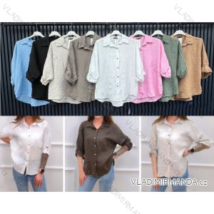Košeľa klasik ľanová 3/4 dlhý rukáv dámska (S/M/L ONE SIZE) TALIANSKA MÓDA IMWCA251980