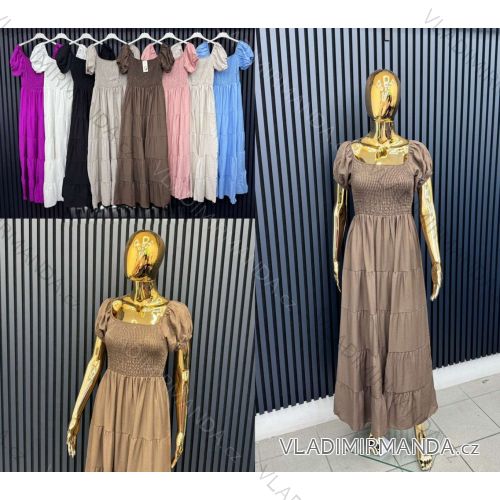 Šaty dlhé letné krátky rukáv dámske (XS/S/M ONE SIZE) TALIANSKA MÓDA IMWCA251981