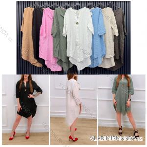 Šaty ľanové 3/4 dlhý rukáv dámske (S/M/L ONE SIZE) TALIANSKA MÓDA IMWCA251982