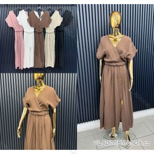 Šaty dlhé letné mušelínové krátky rukáv dámske (S/M/L ONE SIZE) TALIANSKA MÓDA IMWCA251984