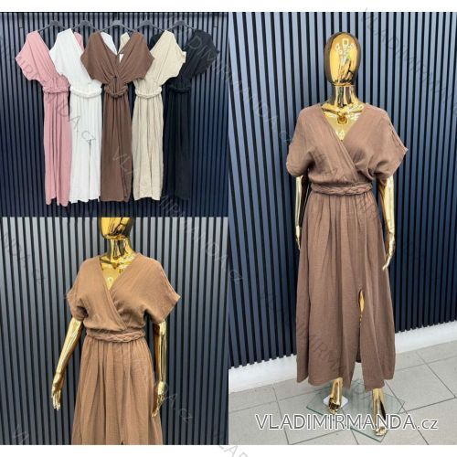 Šaty dlhé letné mušelínové krátky rukáv dámske (S/M/L ONE SIZE) TALIANSKA MÓDA IMWCA251984