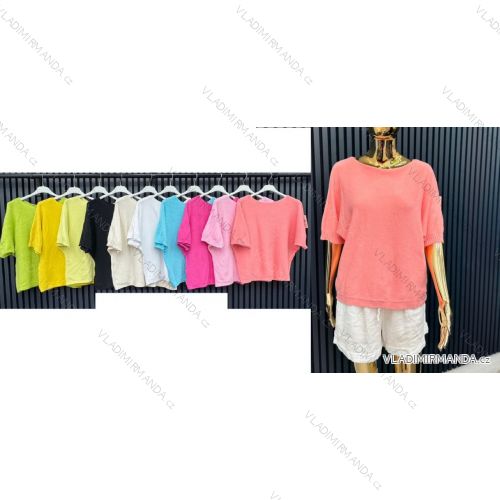 Sveter pletený tenký krátky rukáv dámsky (S/M/L ONE SIZE) TALIANSKA MÓDA IMWCA251989