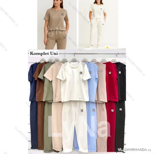 Súprava teplákové tričko krátky rukáv a tepláky dlhé dámske (S/M/L ONE SIZE) imwDS251990