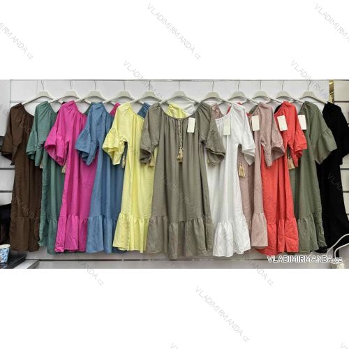 Šaty voľnočasové letné krátky rukáv dámske (S/M/L ONE SIZE) TALIANSKA MÓDA IMWBH252105
