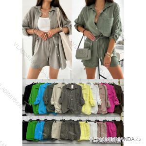 Súprava letný mušelín košele 3/4 dlhý rukáv a kraťasy dámske (S/M/L ONE SIZE) TALIANSKA MÓDA IMWBH252109