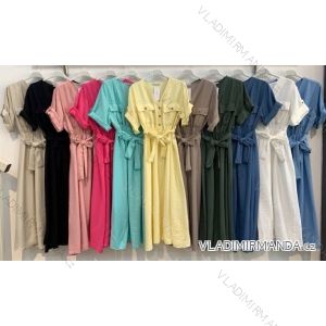 Šaty dlhé košeľové krátky rukáv dámske (S/M/L ONE SIZE) TALIANSKA MÓDA IMWBH252114