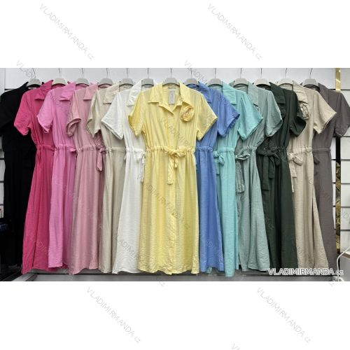 Šaty košeľové krátky rukáv dámske (S/M/L ONE SIZE) TALIANSKA MÓDA IMWBH252117