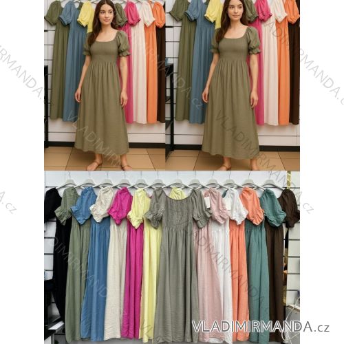 Šaty dlhé letné krátky rukáv dámske (S/M/L ONE SIZE) TALIANSKA MÓDA IMWBH252120