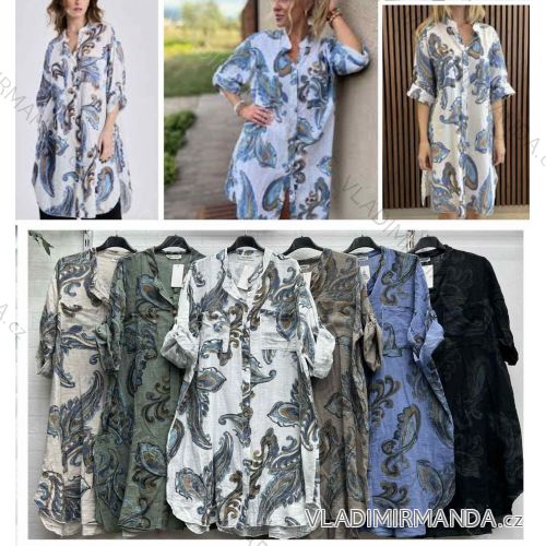 Šaty letné košeľové 3/4 dlhý rukáv dámske (S/M/L ONE SIZE) TALIANSKA MÓDA IMWDY252060