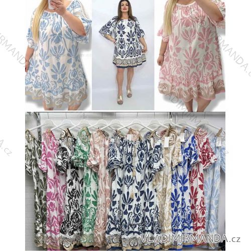 Šaty voľnočasové letné 3/4 dlhý rukáv dámske nadrozmer (42/44/46 ONE SIZE) TALIANSKA MÓDA IMWDY252065