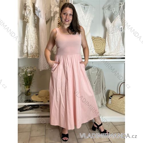 Šaty dlhé na ramienka dámske AMANDA (S/M/L ONE SIZE) TALIANSKA MÓDA IMWGS25274/DU S/M/L růžová světlá