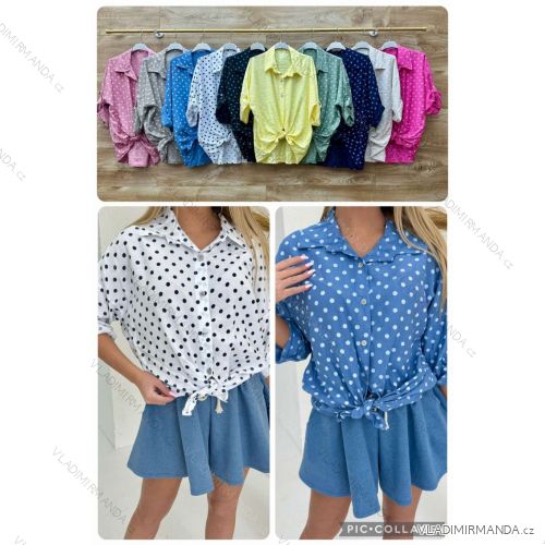 Košeľa klasik 3/4 dlhý rukáv puntík dámska (S/M/L ONE SIZE) TALIANSKA MÓDA IMWBL252076