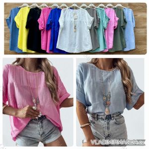 Tunika s príveskom krátky rukáv dámska (S/M/L ONE SIZE) TALIANSKA MÓDA IMWBL252078