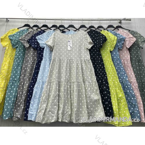 Šaty dlhé krátky rukáv dámske puntík nadrozmer (42/44/46 ONE SIZE) TALIANSKA MÓDA IMWBL252084