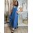 Šaty letné dlhé na ramienka s tričkom dámske TINA (S / M / L ONE SIZE) TALIANSKÁ MÓDA IMSM251118/DU S/M/L modrá
