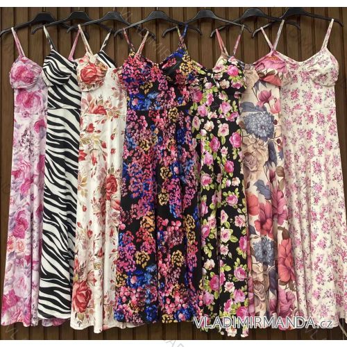 Šaty dlhé letné kvetované na ramienka dámske (XS/S/M ONE SIZE) TALIANSKA MÓDA IMWHD252148