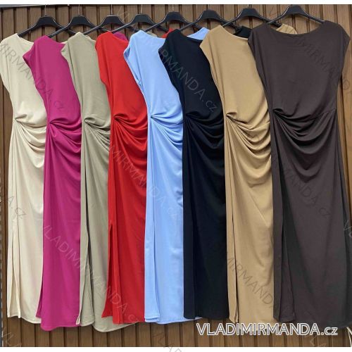 Šaty dlhé elegantný letný krátky rukáv dámske RAVEN (XS/S/M ONE SIZE) TALIANSKA MÓDA IMWHD252152