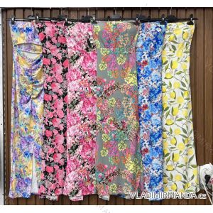 Šaty dlhé letné kvetované, citrónky lemon a leopardí carmen cez prsia dámske (XS/S/M ONE SIZE) TALIANSKA MÓDA IMWHD252153