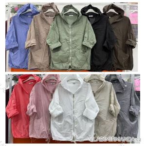 Bunda slabá na zips s kapucňou dlhý rukáv dámska nadrozmer (42/44/46 ONE SIZE) TALIANSKA MÓDA IMWCW252177
