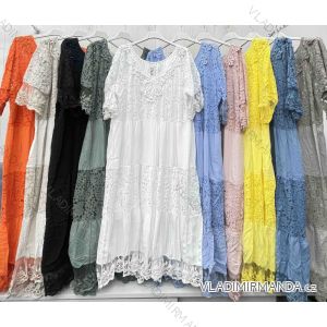 Šaty dlhé letné krajkové krátky rukáv dámske nadrozmer (42/44/46 ONE SIZE) TALIANSKA MÓDA IMWGL252182