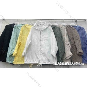 Bunda slabá čipková na zips s kapucňou dlhý rukáv dámska nadrozmer (42/44/46 ONE SIZE) TALIANSKA MÓDA IMWGL252183