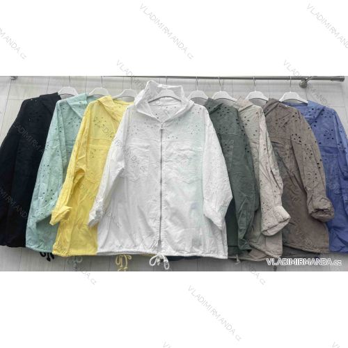Bunda slabá čipková na zips s kapucňou dlhý rukáv dámska nadrozmer (42/44/46 ONE SIZE) TALIANSKA MÓDA IMWGL252183