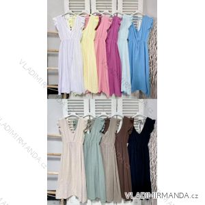 Šaty letné mušelínové krátky rukáv dámske (S/M/L ONE SIZE) TALIANSKA MÓDA IMWKK252207