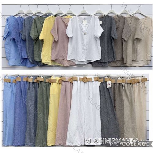 Súprava letnej košele krátky rukáv a nohavice dlhé dámske (S/M/L ONE SIZE) TALIANSKA MÓDA IMWKK252214