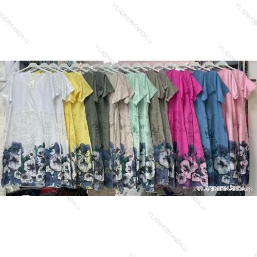 Šaty voľnočasové letné kvetované krátky rukáv dámske (S/M/L ONE SIZE) TALIANSKA MÓDA IMWKK252219