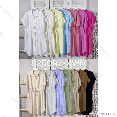 Šaty krátke košeľové krátky rukáv dámske (S/M/L ONE SIZE) TALIANSKA MÓDA IMWKK252220