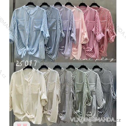 Košeľa predĺžená prúžok 3/4 dlhý rukáv dámska (XS/S/M ONE SIZE) TALIANSKA MÓDA IMWAR252227