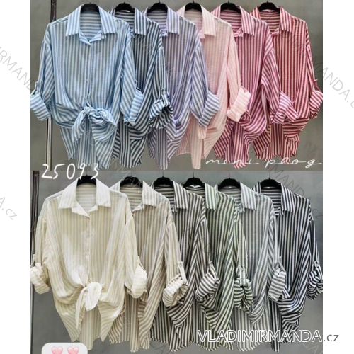 Košeľa predĺžená prúžok 3/4 dlhý rukáv dámska (XS/S/M ONE SIZE) TALIANSKA MÓDA IMWAR252228