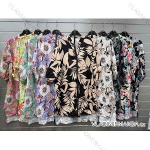 Šaty letné s opaskom 3/4 dlhý rukáv dámske (S/M/L ONE SIZE) TALIANSKA MÓDA IMWGS252351