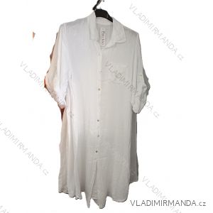 Šaty košeľové ľanové 3/4 dlhý rukáv dámske (S/M/L ONE SIZE) TALIANSKA MODA IM725157/DU